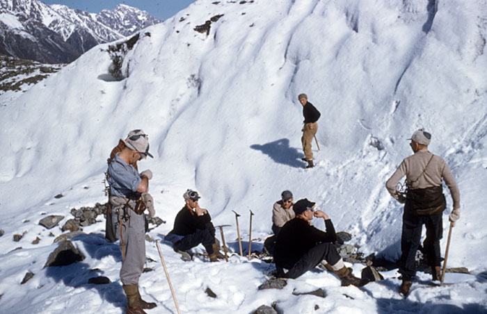 Tasman Glacier 1959: Ice axe & crampon training with NZ's greatest alpinist, Harry Ayres.